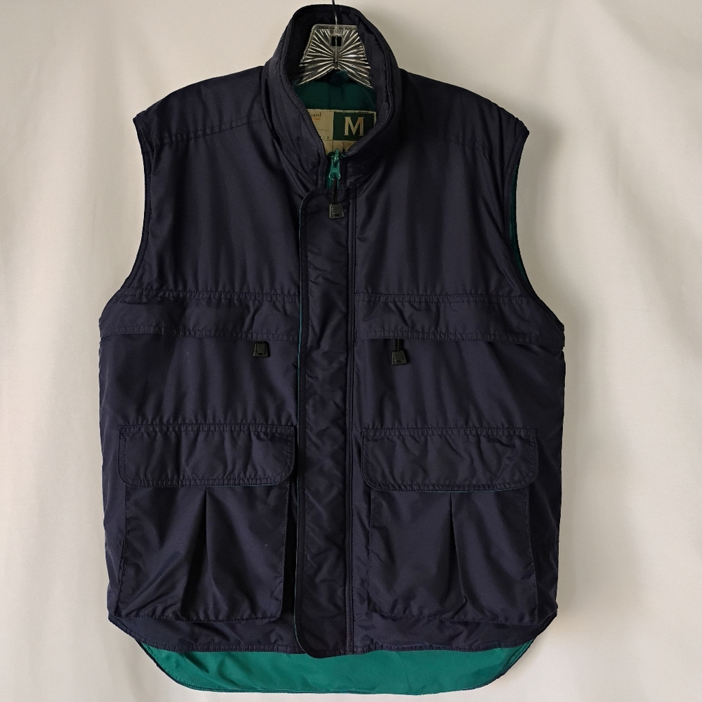 WearGuard Navy Blue & Green Warm Insulated Reversible Puffer Vest Camping Hiking